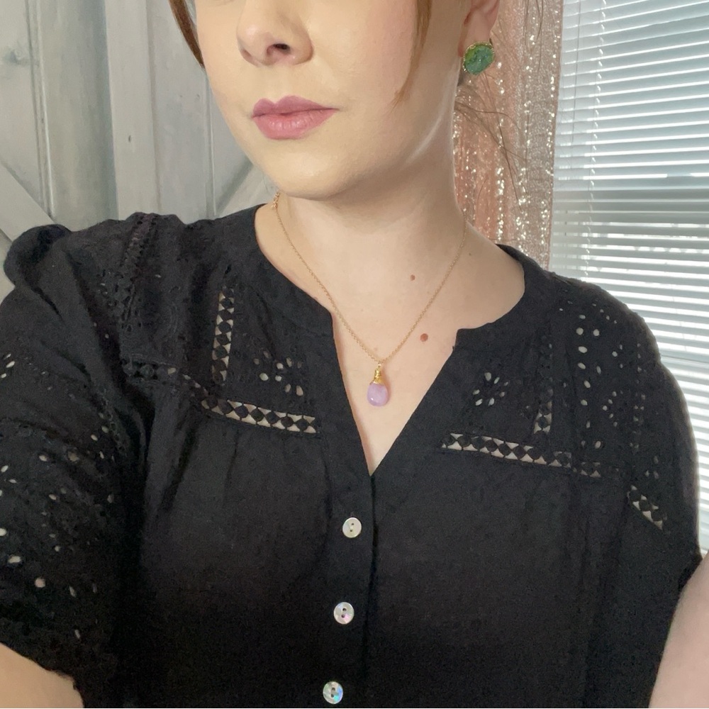 Mason and Belle Black Swiss Dot Lace Scalloped Sleeve Blouse‎ Size XXL oversized - Picture 4 of 11